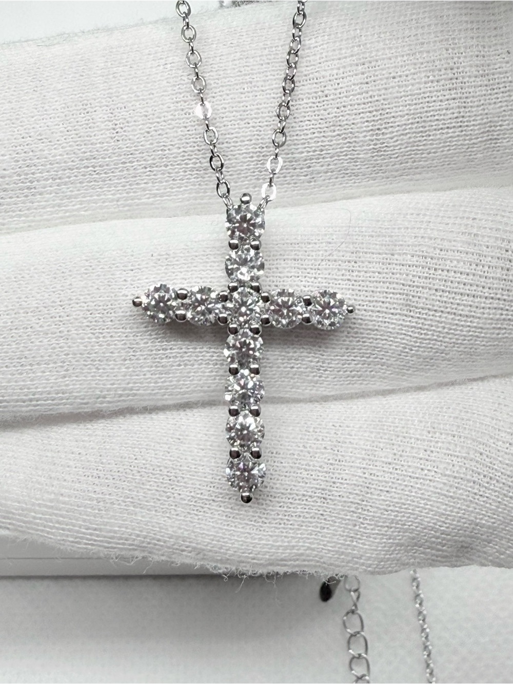 Brilliant Sterling Solver Moissanite Cross Pendant Necklace!